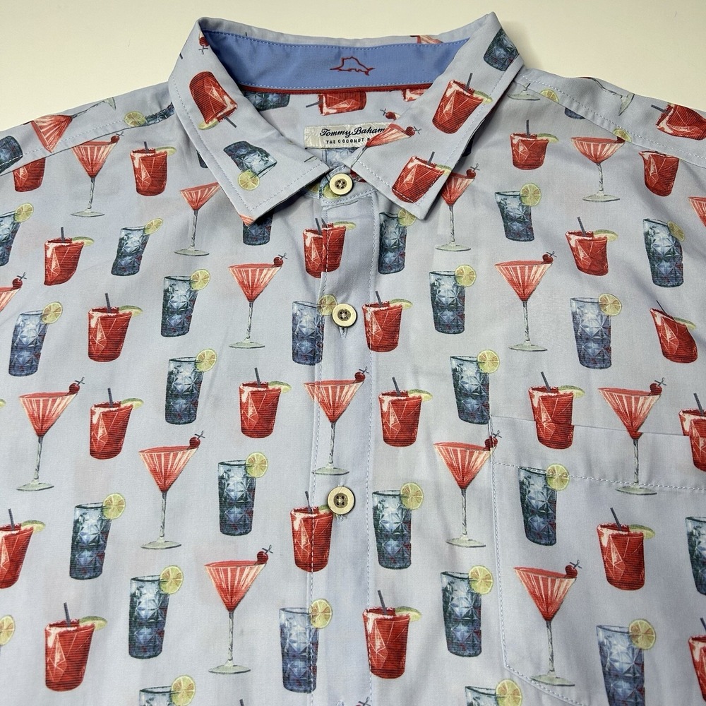 Tommy Bahama Camp Shirt Men's 2XLB Coconut Point Hawaiian Tencel Button Cocktail